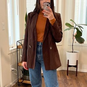 H&M Chocolate Brown double breasted blazer 2